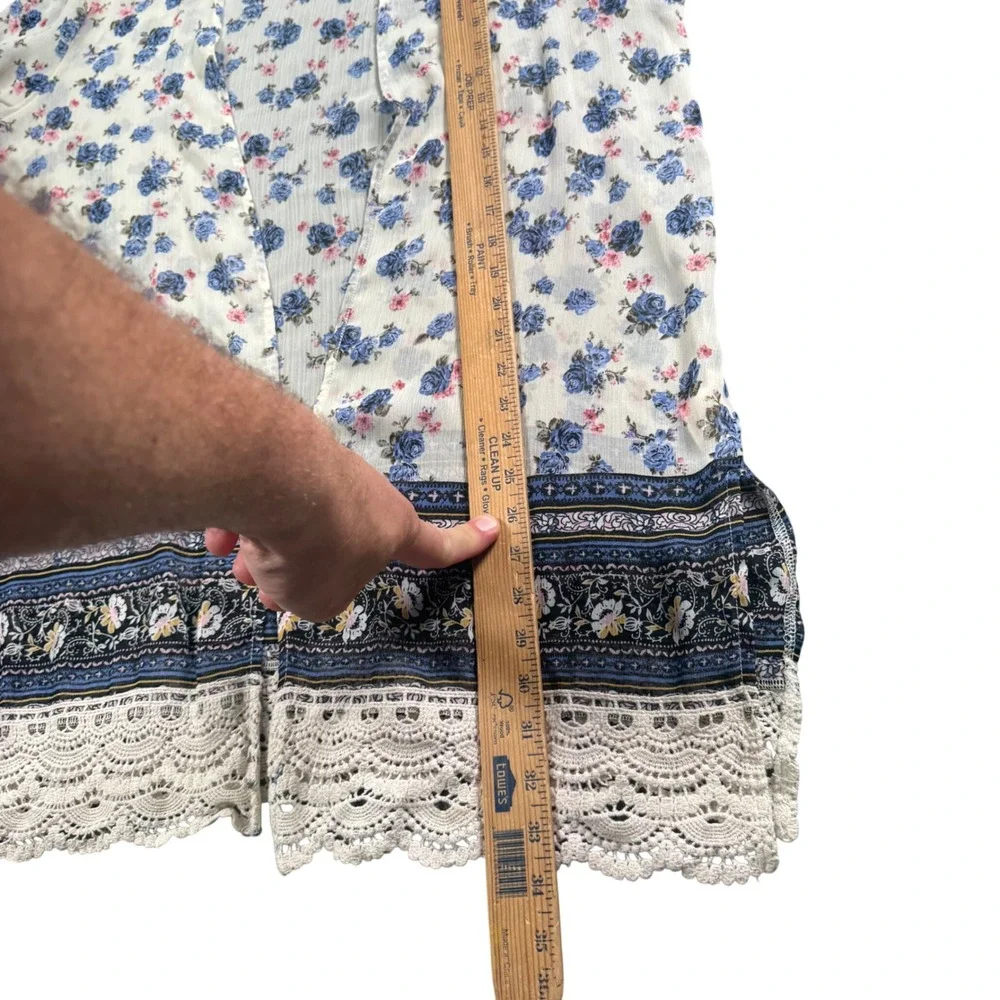Boho Floral Crochet Lace Kimono Womens XL Cottagecore Festival Cardigan‎